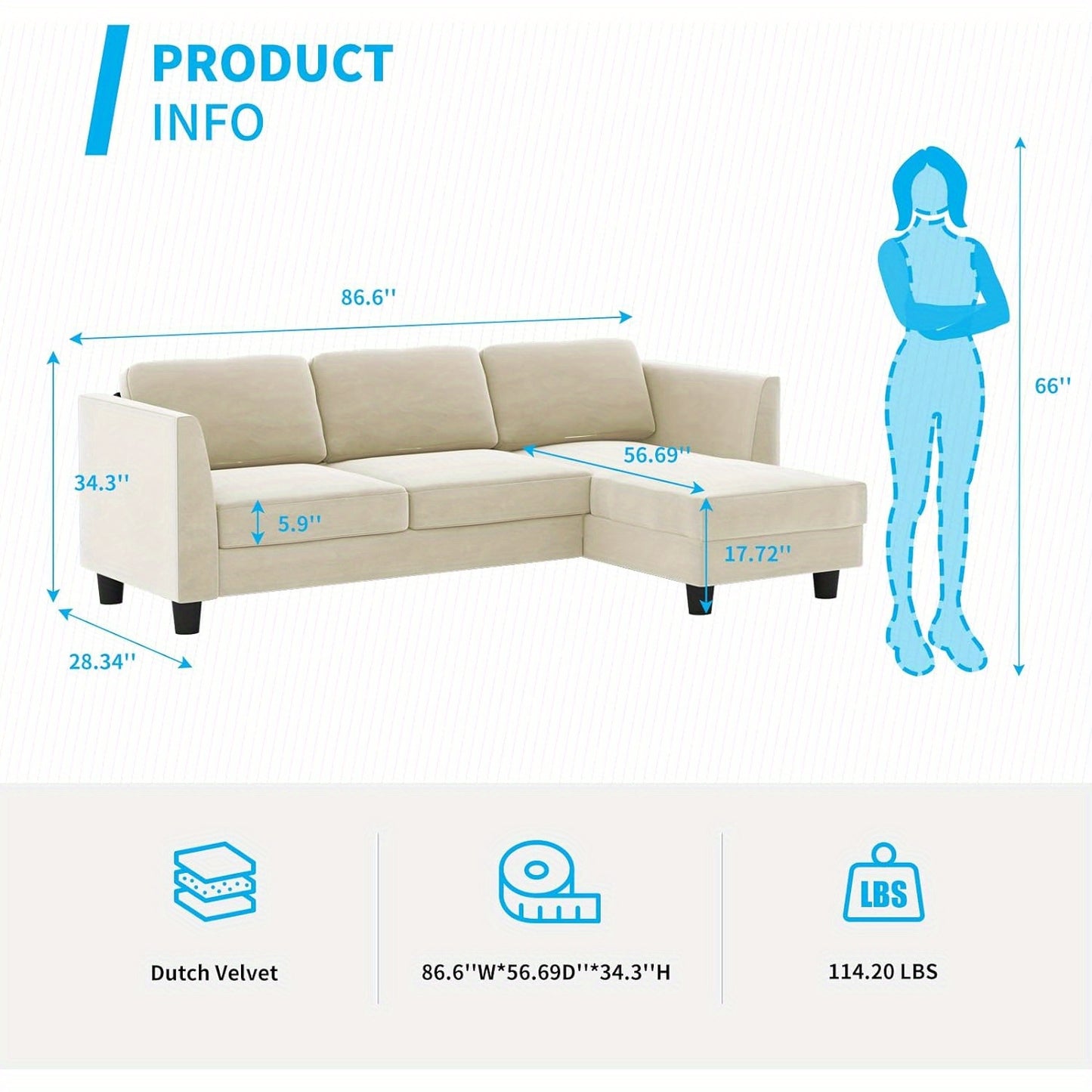 Convertible L Shaped Sectional Sof.