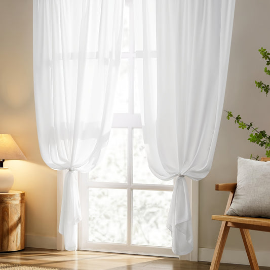 White Voile Semi Sheer Curtains