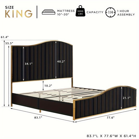 Headboard Platform Bed Velvet