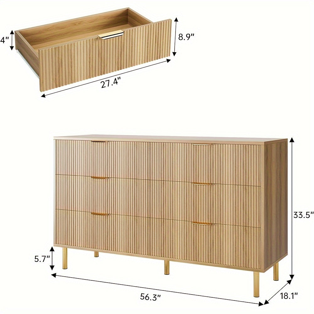 6-Drawer Modern Wooden Double Chest