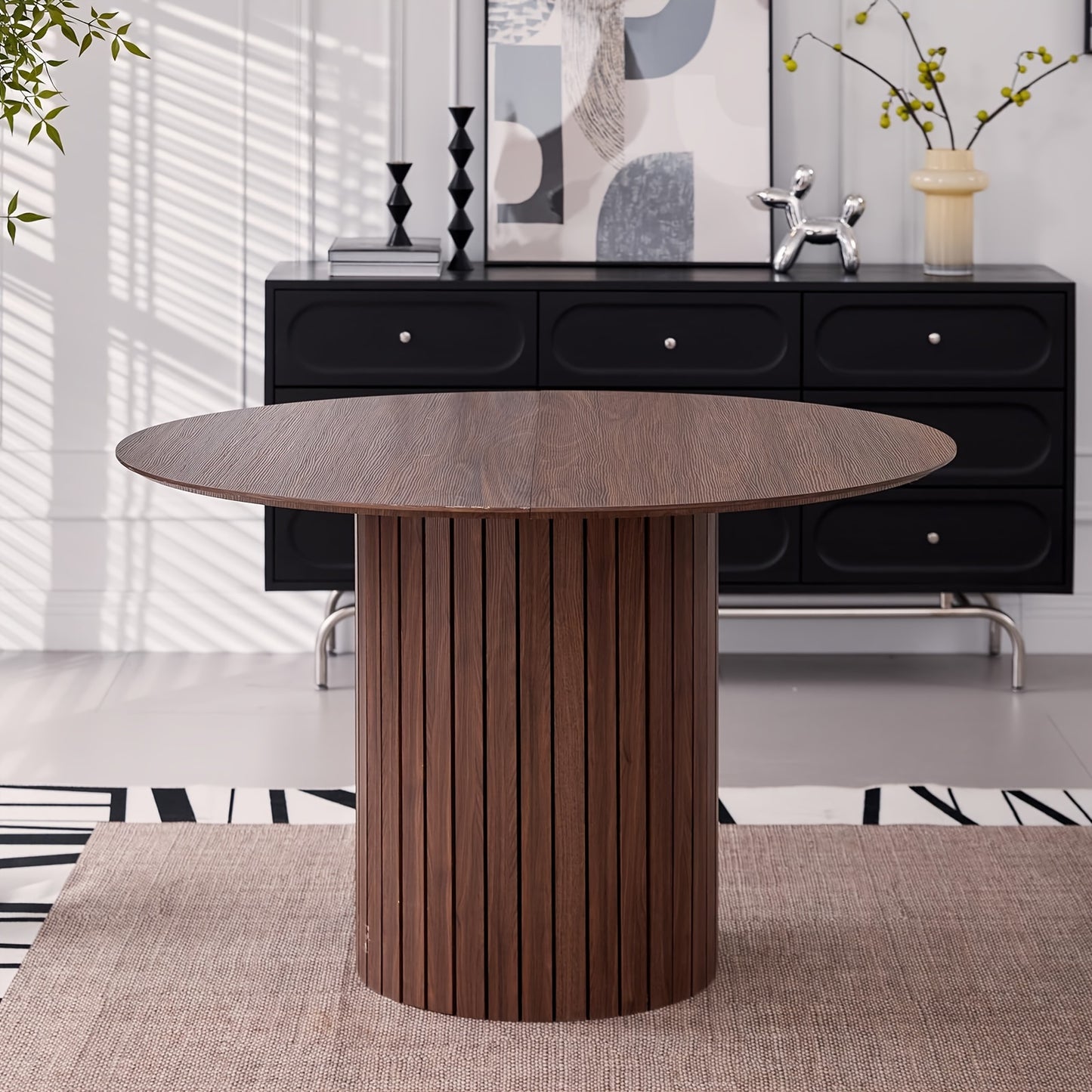 Modern Round Wood Dining Table for 4