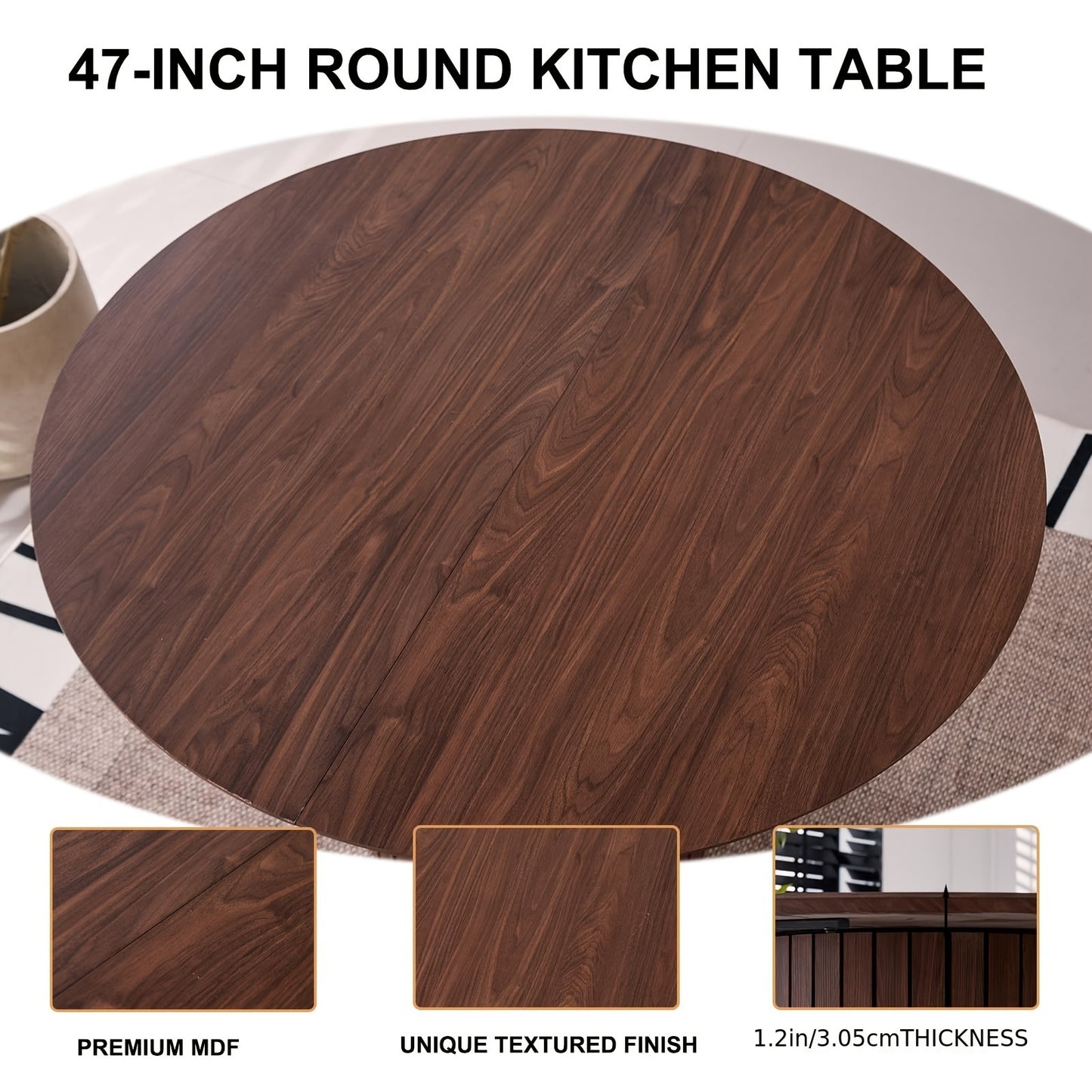 Modern Round Wood Dining Table for 4