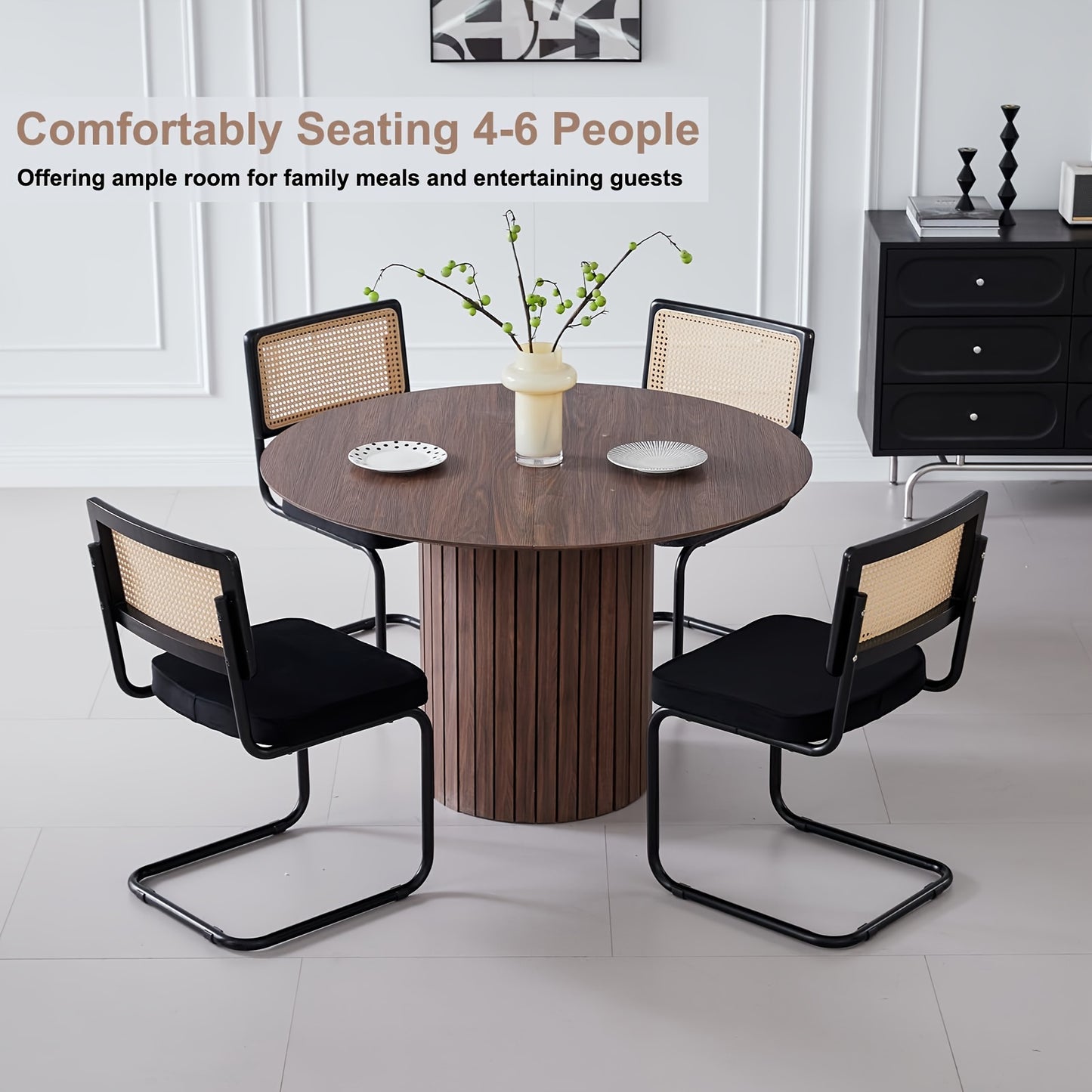 Modern Round Wood Dining Table for 4