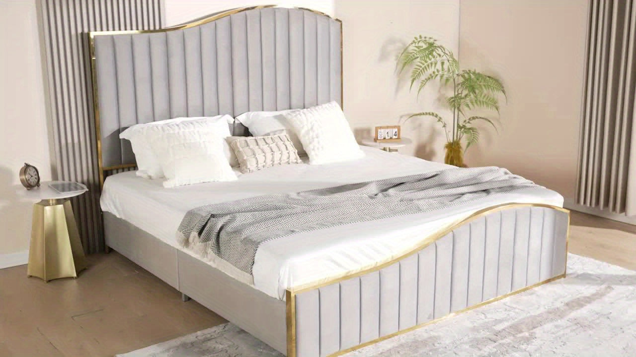 Headboard Platform Bed Velvet